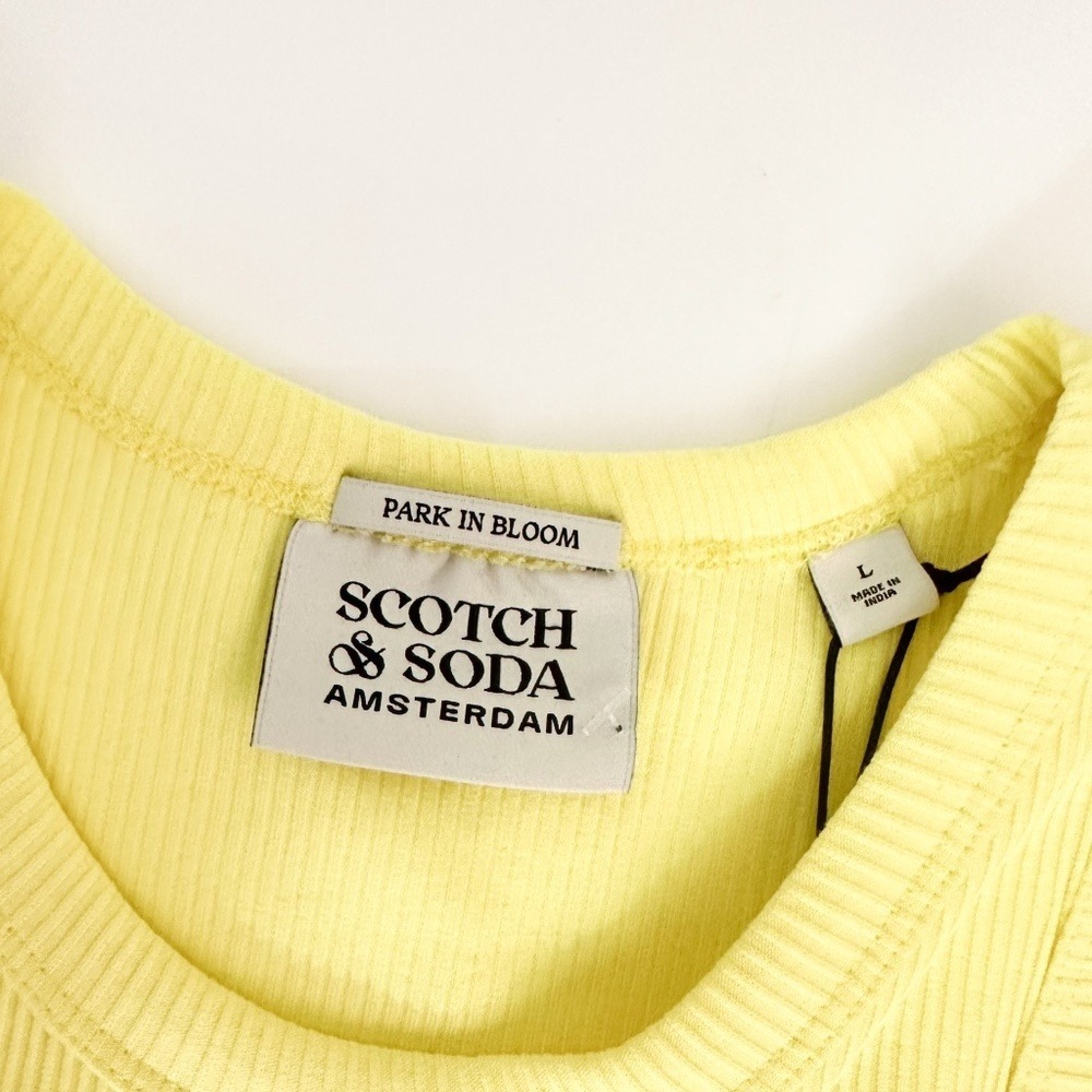 Scotch & Soda Gelbe Cotton In-Conversion Ribbed‎ Yellow Racer Tank - Large - Picture 4 of 7
